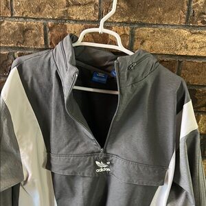 Adidas Gray and White Windbreaker